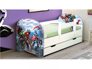 Кровать с фотопечатью с 1 ящиком Супергерои 800*1600
