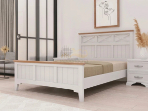 Кровать Грация-5 1400 Белый античный с карнизом Сосна