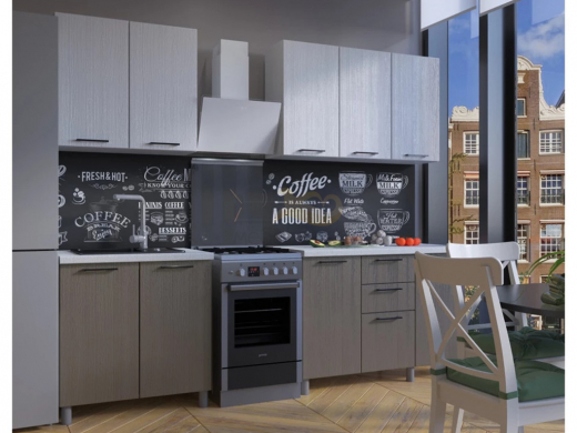 Кухня Хилтон 2000 без стекла МДФ Клен Белый/Клен Серый без столешницы