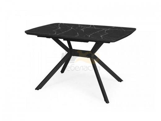 Стол раздвижной Олимп 1600 мм мрамор черный/черный муар
