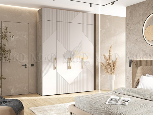Шкаф 4-х створчатый (1800) с антресолью Ирис Кашемир, Крафт серый