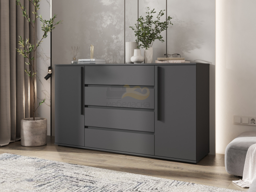 Комод 2 двери 4 ящика (1600) Графит